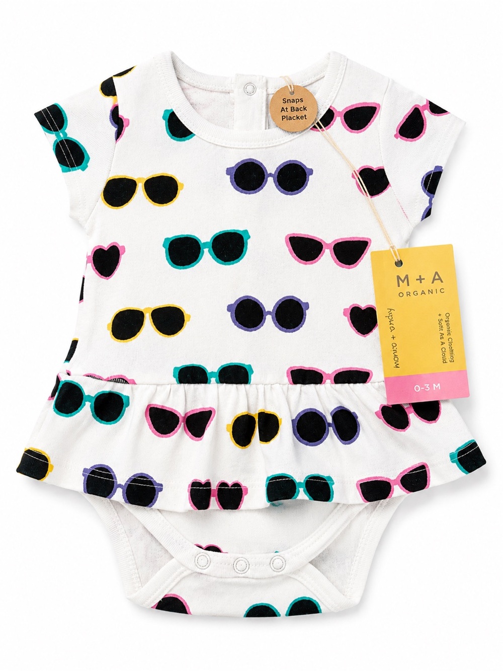 NWT Monica + Andy Organic Sunglasses Baby Romper Dress 0-3M NWT
